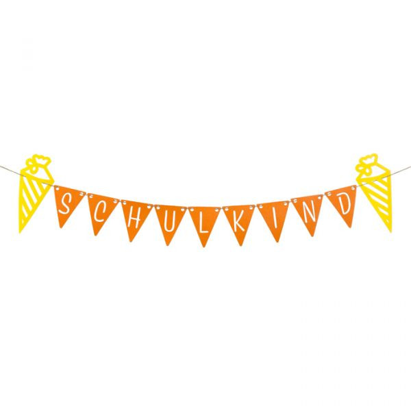 * Wimpelgirlande SCHULKIND orange/lemon
