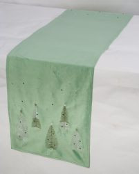 Tischläufer Kristalle Strass Samt salbei 150x40x0,5cm