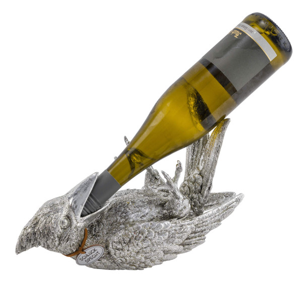 Flaschenhalter Schluckspecht Poly silber 31x13x18cm