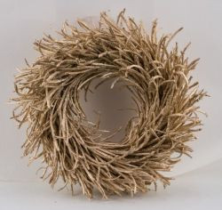 Kranz m.Äste natur hängend champagner/Glitzer 38x38x7,5cm