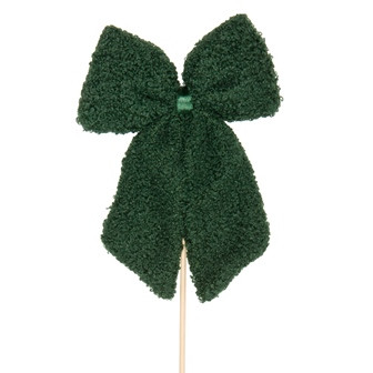 Stecker Schleife Teddyfell dunkelgrün