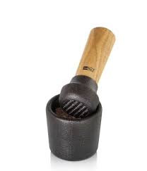 Reibmörser Camo.6, Guseisen/Akazienholz, D: 6,2 cm, H: 6 cm,H: 12,8 cm