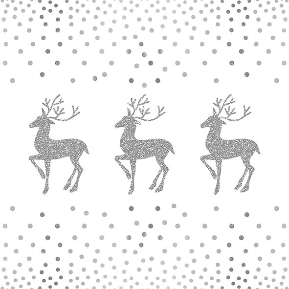 Serviette Deer and dots white/silver 33x33cm