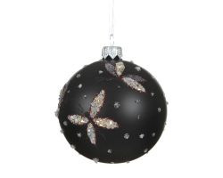 Kugel Schmetterling schwarz Glas D8cm