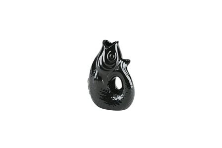 Vase/Karaffe Fisch Steingut schwarz 0,2L 9,5x13x6cm