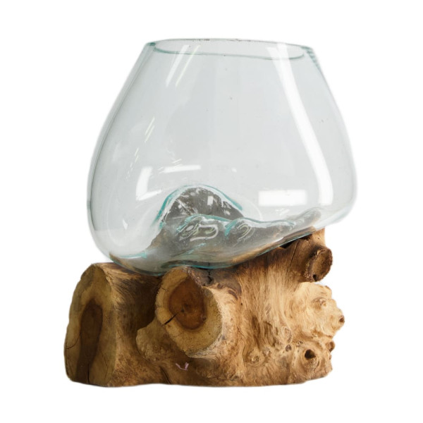 Windlicht Wurzel mit Glas natur 20x20x20cm