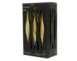 Kugel Eiszapfen gold Glas 14,5x2,5cm 6Stück