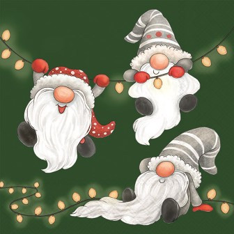 Serviette Gnomes on the light chain green 33x33cm