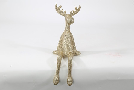 Kantenhocker Rentier champagner glitter 35cm
