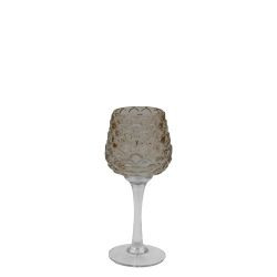 Teelichthalter PINE GLOW STEM S Glas caramel 19x8,3cm