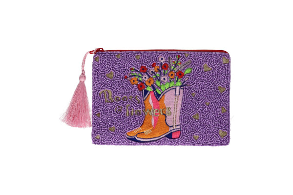 Kosmetiktasche Boots and Flowers, blau/rot 0,5x12x18cm