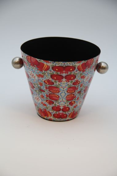 Pflanztopf Metall rot/weiss 16x20x14cm