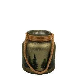 Laterne EVERGREEN LIGHT Glas grün 16x14cm