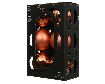 Kugeln Glas warm orange mix 6St. 8cm
