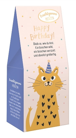Fruchtgummi 70g Happy Birthday Goldveredelung
