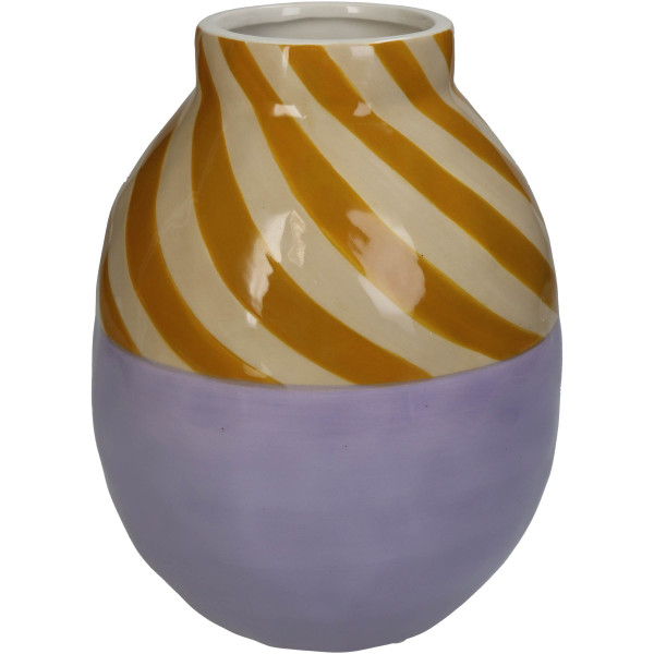 Vase gestreift Dolomite lila 16x16x20cm