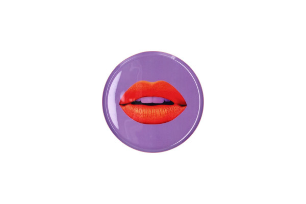 Dekotablett Lippen rund lila 17,7x1x17,7cm