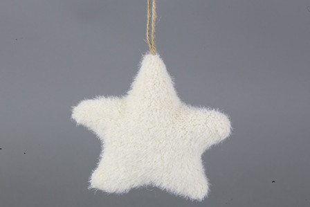 Hänger Stern Plüsch beige12x12x3cm