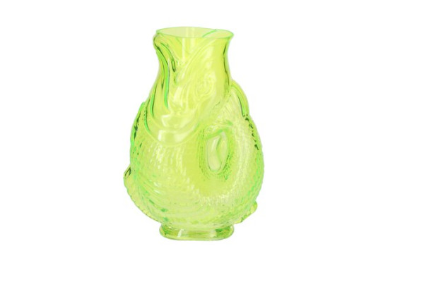 Vase/Karaffe Fisch Glas gelb 16,5x24x10cm