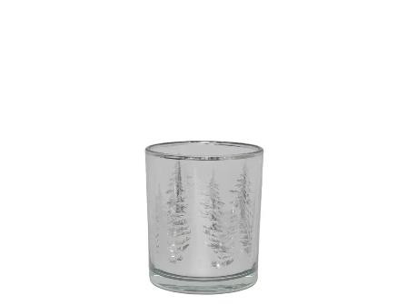 Windlicht Glas klar silber 8,8x10cm