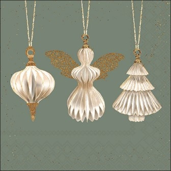* Serviette Paper ornaments sage 33x33cm