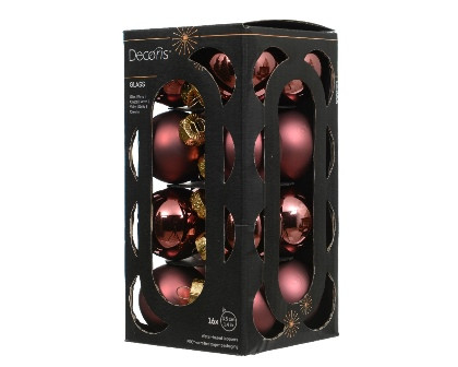 Kugeln Glas maroon mix 16St. 3.5cm