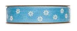 Band Blüten Samt 25mmx8m himmelblau/weiss