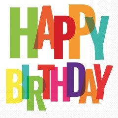 Serviette Birthday letters 33x33cm