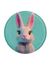 Tablett Glitzer Hase türkis/weiß 12,7x1x12,7cm