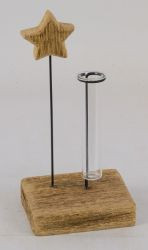 Holzfuß 1Stern u.Glas natur 10x7,5x20,5cm