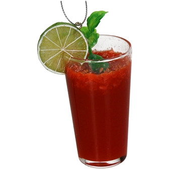 Hänger Erdbeer-Basilikum-Mochito Glas rot 10,5cm