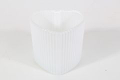 Teelichthalter Herz Glas weiß 7,6x6,6cm