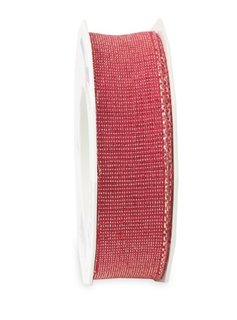 Band CHRISTMAS LEINEN 25mmx15m rot/gold