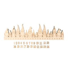 Holz Adventskalender 44,2x12cm,Wichtel,+Zahlen natur