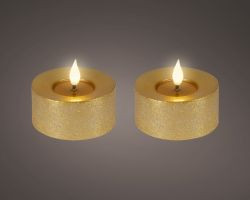 LED Teelicht gold indoor 6x7,5cm 2er Set