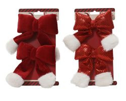 Schleife Xmas Polyester samt 20x11x2,5cm 2er Set 2fach sort.