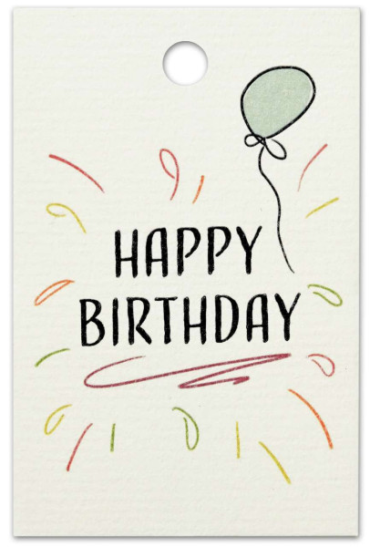 Anhänger Happy B-day! 80mm creme 3Stück
