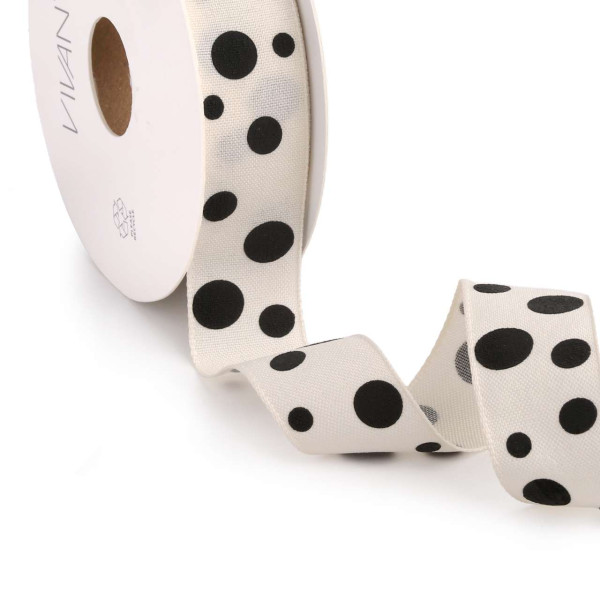 Band POLKA DOT 25mmx15m schwarz-weiss