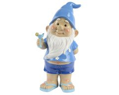 Zwerg Polyresin blau 15x13x30cm