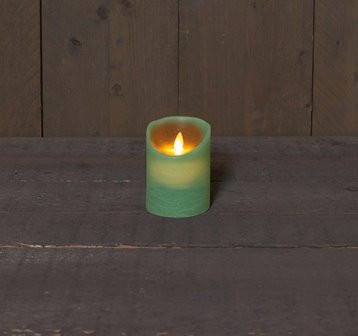 LED Stumpenkerze Rustikal Wachs jade grün 10x7.5cm