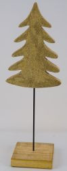 Tanne auf Holzfuß gold 19x14,5x59cm