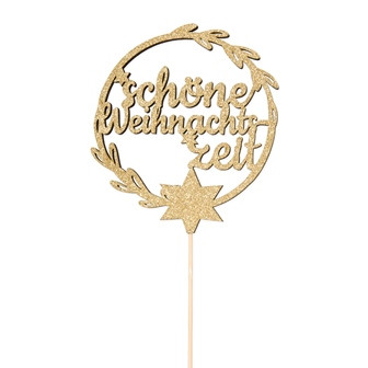 Stecker schöne Weihnachtszeit GlitterHolz gold glitter