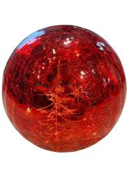 Glaskugel drehend dia 15cm mit 3AA Tannenbaummotiv ON/TIMER/OFFrot