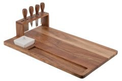 Käsebrett 6tlg.Akazien natur/weiß 50,5x30,5x17