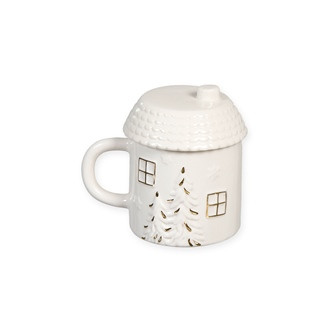 Dose Haus Porzellan off-weiss/gold 12x10cm