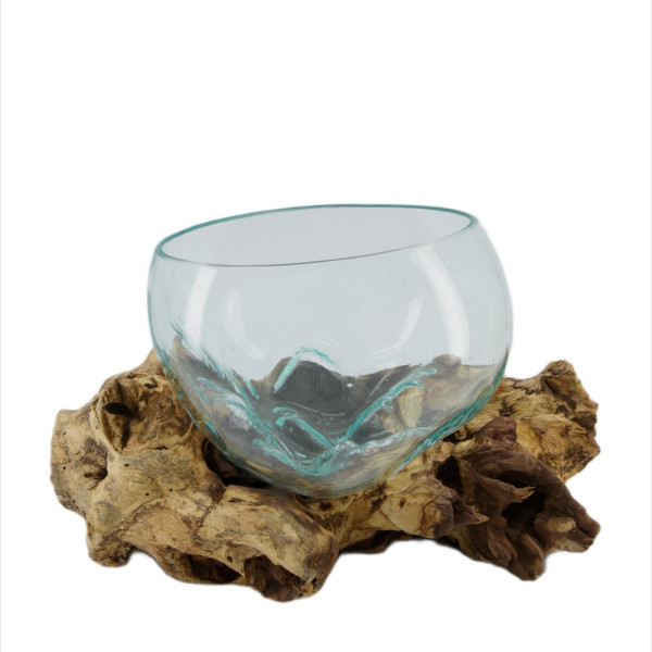 Wurzel mit Glas natur 33x23x18cm