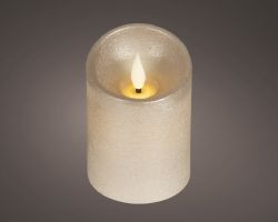 LED Kerze silber indoor 10,5x7,5cm