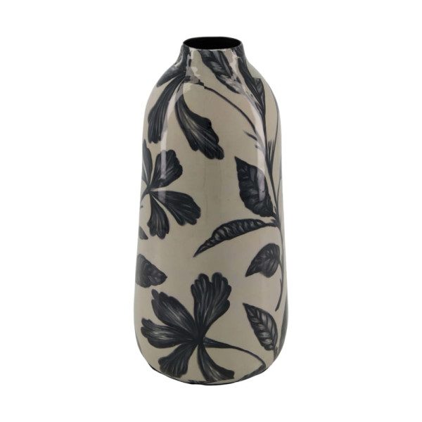 Vase Metall schwarz/weiss 12.5x12.5x25cm
