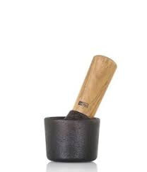 Mörser Camo.10, Gusseisen/Akazienholz, D: 10 cm, H: 5 cm, Stößel D: 4,2 cm, H: 12,8cm