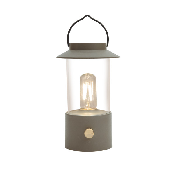 Laterne IP44 matt olive ww dimmbar LED inkl.USB 24X9cm